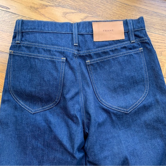FRAME Le Italien Wide Leg High Rise Rigid Dark Denim Cotton Jeans in Rinse | 27 - Picture 6 of 8